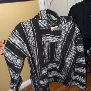Black and White Striped Hoodie